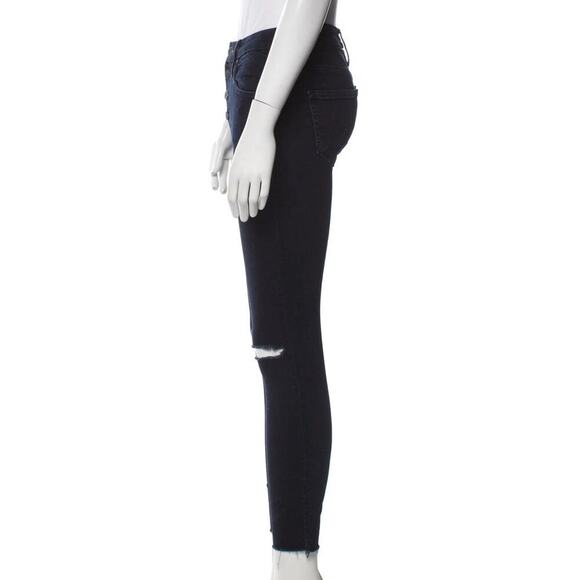 Mother Pixie Ankle Fray Holding Hands Tightly Mid-Rise Skinny Jeans Dark Blue 24 - Picture 3 of 14
